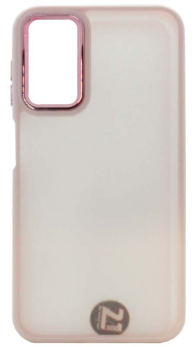 Силиконовый чехол для Samsung Galaxy A14/A145 хром с глянцевой камерой розовый
