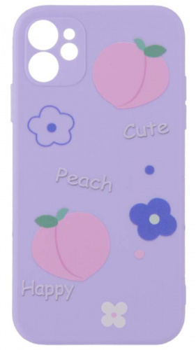 Силиконовый чехол для Apple iPhone 11 борт с рисунками персики с цветами