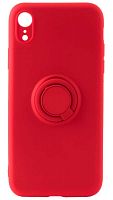 Силиконовый чехол для Apple iPhone XR матовый с кольцом красный