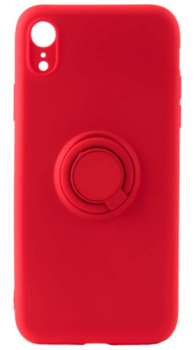 Силиконовый чехол для Apple iPhone XR матовый с кольцом красный
