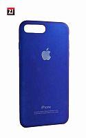 Силиконовый чехол для Apple iPhone 7 Plus/8 Plus с яблоком синий