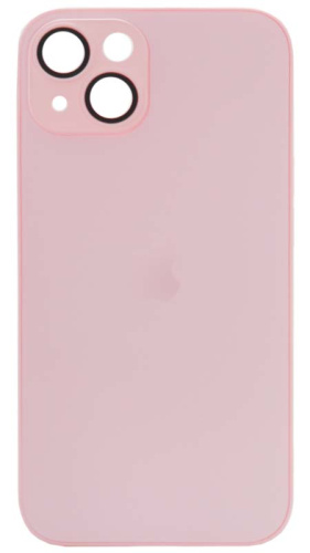 Силиконовый чехол для Apple iPhone 14 матовое стекло с линзами розовый