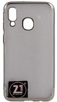 Силиконовый чехол для Samsung Galaxy A40/A405 прозрачный с окантовкой серебро