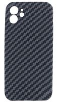Силиконовый чехол для Apple iPhone 12 карбон черно-серый