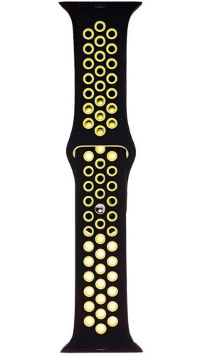 Ремешок на руку для Apple Watch 38-40mm силиконовый Sport N черный/желтый