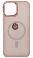 Силиконовый чехол MagSafe для Apple iPhone 12 Pro Max хром с глянцевой камерой розовый