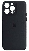 Силиконовый чехол для Apple iPhone 14 Pro Max с защитой камеры кожа с лого черный