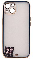 Силиконовый чехол для Apple iPhone 13 прозрачный с металлическим ободком синий