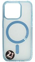 Силиконовый чехол для Apple iPhone 15 Pro MagSafe с уголками голубой
