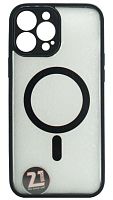 Силиконовый чехол для Apple iPhone 13 Pro Max MagSafe с окантовкой и защитой камеры черный