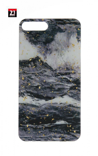 Силиконовый чехол Lovebay для Apple iPhone 7 Plus/8 Plus мрамор черно-фиолетовый с золотой фольгой