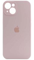 Силиконовый чехол Soft Touch для Apple iPhone 14 с защитой камеры лого бледно-розовый
