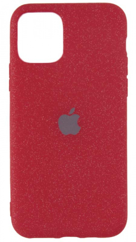 Силиконовый чехол для Apple iPhone 11 Pro матовый с блестками красный
