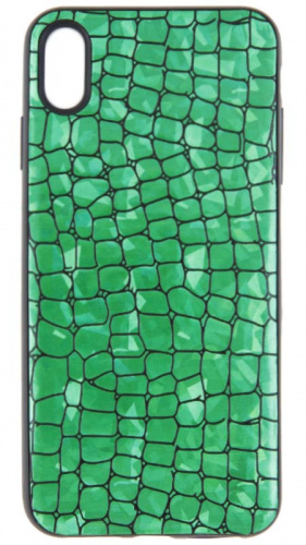 Силиконовый чехол для Apple iPhone XS Max Крокодил перламутр зеленый