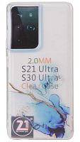 Силиконовый чехол для Samsung Galaxy S21 Ultra water ink синий