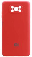 Силиконовый чехол для Xiaomi Poco X3 Soft с лого красный
