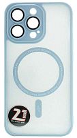 Силиконовый чехол для Apple iPhone 13 Pro magsafe с защитой камеры голубой