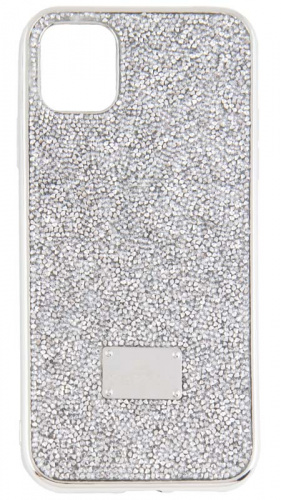 Силиконовый чехол SW для Apple iPhone 11 поверхность из страз серебро