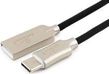 Кабель USB 2.0 Cablexpert CC-P-USBC02Bk-1M, AM/Type-C, серия Platinum, длина 1м, черный, нейлоновая