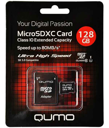 Карта памяти QUMO MicroSDXC 128 GB  UHS-I, 3.0