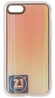 Силиконовый чехол для Apple iPhone 7/8 с золотой окантовкой прозрачно-оранжевый