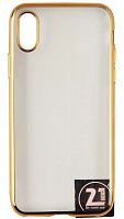 Силиконовый чехол для Apple Iphone X/XS прозрачный с окантовкой золотой