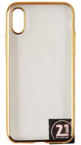 Силиконовый чехол для Apple Iphone X/XS прозрачный с окантовкой золотой