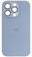 Силиконовый чехол для Apple iPhone 14 Pro матовое стекло с линзами голубой