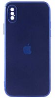 Силиконовый чехол для Apple iPhone X/XS яблоко глянцевый синий