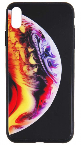 Силиконовый чехол для Apple iPhone XS Max стеклянный планеты фиолетовый