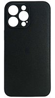 Силиконовый чехол для Apple iPhone 14 Pro Max кожа с лого черный