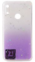 Силиконовый чехол для Huawei Honor 8A/Y6 (2019) с блестками градиент прозрачный фиолетовый
