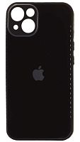 Силиконовый чехол для Apple iPhone 13 стеклянный с защитой камеры черный