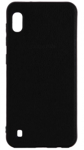 Силиконовый чехол для Samsung Galaxy A10/A105 кожа с лого чёрный