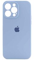 Силиконовый чехол Soft Touch для Apple iPhone 14 Pro Max с защитой камеры лого светло-голубой