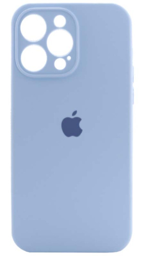 Силиконовый чехол Soft Touch для Apple iPhone 14 Pro Max с защитой камеры лого светло-голубой