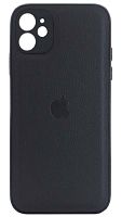Силиконовый чехол для Apple iPhone 11 с защитой камеры кожа с лого черный