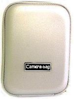 Сумочка для фотоаппарата средняя текстиль Camera Bag (ремень+карабин) серебро  (10х7.5см)