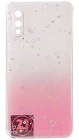 Силиконовый чехол для Samsung Galaxy A02/A022 с блестками градиент розовый