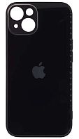Силиконовый чехол для Apple iPhone 14 стеклянный с защитой камеры черный