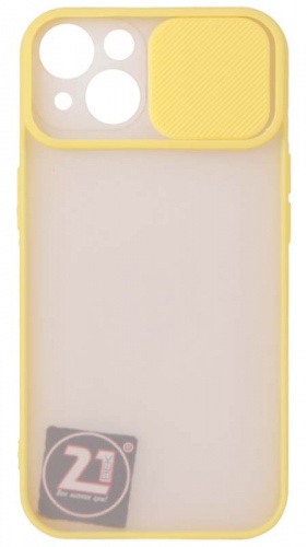 Силиконовый чехол для Apple iPhone 13 с защитой камеры хром желтый
