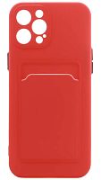 Силиконовый чехол для Apple iPhone 12 Pro Max с кардхолдером красный