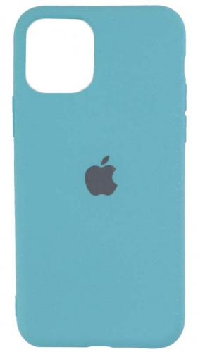 Силиконовый чехол для Apple iPhone 11 Pro матовый с блестками голубой