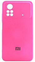 Силиконовый чехол для Xiaomi Poco X4 Pro Soft с лого неоновый розовый