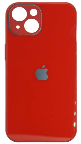 Силиконовый чехол для Apple iPhone 13 стеклянный с защитой камеры красный