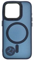 Силиконовый чехол MagSafe для Apple iPhone 15 Pro матовый синий
