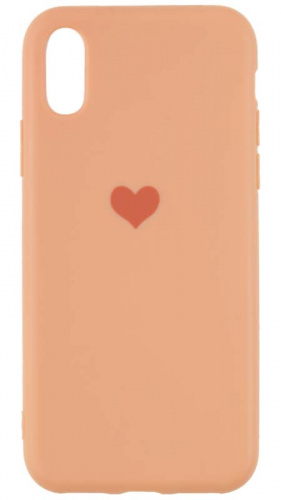 Силиконовый чехол для Apple iPhone X/XS Soft Touch сердце персиковый