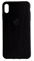 Силиконовый чехол для Apple iPhone XS Max кожа с прострочками черный