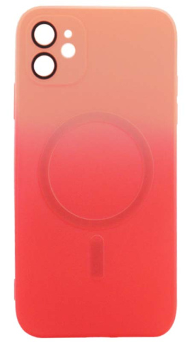 Силиконовый чехол для Apple iPhone 11 MagSafe с защитой линз розовый/малиновый