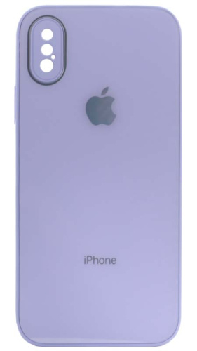 Силиконовый чехол для Apple iPhone X/XS стеклянный с защитой камеры ярко-сиреневый